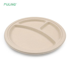 FULING Assiettes jetables biodégradables en bambou ou en canne à sucre de 10 pouces Assiettes en papier jetables - Product Image 6