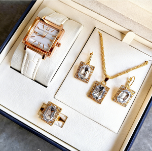 2025 5 pièces/ensemble <span class=keywords><strong>Montre</strong></span> carrée vintage à quartz pour femme et ensemble de bijoux en strass, Cadeau, Produits chrétiens - Product Image 3