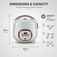 Cuisinière à riz électrique multifonction intelligente avec cuiseur vapeur, pot antiadhésif, affichage numérique LED, préréglage 24h, pour la cuisine à domicile