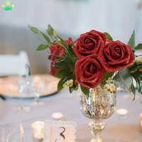 Fleurs artificielles 25 pièces, roses en mousse aux couleurs scintillantes, aspect réaliste, avec tiges, pour bouquets de mariage DIY, décoration de mariage