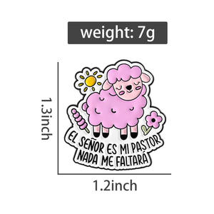Broche <span class=keywords><strong>de</strong></span> Esmalte con Diseño <span class=keywords><strong>de</strong></span> Oveja Rosa y Jesús, <span class=keywords><strong>El</strong></span> Señor Es Mi Pastor, Nada Me Falte, Broches, Insignia <span class=keywords><strong>de</strong></span> Solapa, Joyería, Regalo para Amigos - Product Image 6