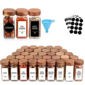 12Pcs Glass Spice Jar with Bamboo Lids Salt and Pepper Shakers Seasoning  Jars Spice Organizer 120ml