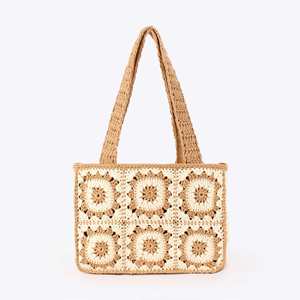 Nouveau Sac Tissé en Coton Fait Main au Crochet avec Patchwork 2026 pour Femme – Polyvalent, Tendance, Fermeture Éclair – Idéal Plage, Vacances, Bureau, Trajet Quotidien - Product Image 6