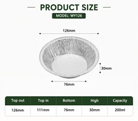 Moule à tarte rond en aluminium de 200 ml, moule à muffins jetable, plateau en aluminium de qualité alimentaire