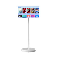 Televisor Portátil Inteligente de 21.5 Pulgadas con Pantalla Táctil, Soporte Ajustable y Ruedas, Diseño Elegante