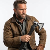 Hache à main industrielle portable de qualité supérieure, design Viking, en acier à haute teneur en carbone, manche en bois noir, pour la randonnée, le camping, vente en gros