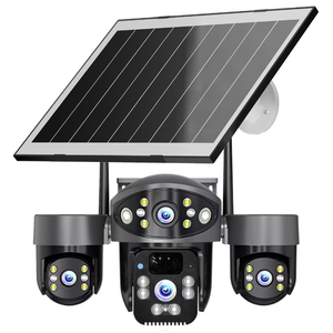 Caméra de sécurité extérieure à énergie solaire, 3 objectifs, PTZ, vision nocturne, détection de mouvement, étanche IP65, caméra de surveillance CCTV sans fil - Product Image 1