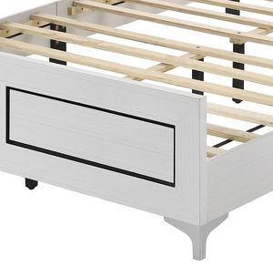 Grey and White Adjustable <b>Convertible</b> Modern Queen <b>Bed</b> with LED Light Padded Headboard Storage <b>Bed</b> Apartment-Friendly - Product Image 3