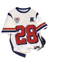 Camiseta de Manga Corta para Hombre, Color Blanco y Rosa, con el Número 32 de Los Ángeles, Estilo Californiano, Tejida, Corte Regular, Estilo Urbano Informal