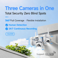 Caméra de sécurité PTZ CS623SR 9MP WiFi6 à triple objectif avec zoom 10X, vision nocturne couleur intégrale H.265, audio bidirectionnel, IP66, 720° de vue, cloud 256 Go