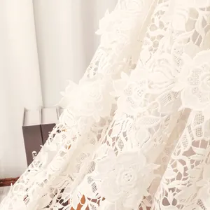 Wholesale Price High Quality Luxury White Wedding Swiss 3D Flower Embroidery Lace Mesh Voile Tulle Lace Fabric For Dress Custom