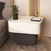 Table de chevet moderne de luxe pour chambre à coucher, avec structure en bois et plateau en cuir, directement de l'usine