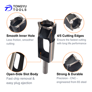 Bộ mũi khoan tạo lỗ chìm và chốt gỗ 5 chiếc, kích thước 3/8-1 inch, cán 1/2 inch, dụng cụ làm chốt gỗ cho đồ gỗ - Product Image 4