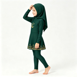 Kids Skirted Burkini Swimwear 3PCS <b>Modest</b> Full Coverage Swimsuit with Hijab Girls <b>Set</b> - Product Image 2