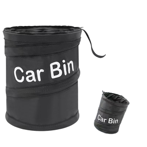 Poubelle de voiture multifonctionnelle pliable en tissu Oxford écologique avec logo personnalisable, structure autoportante et couvercle - Product Image 1