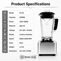 Penjualan Terlaris Mixer Kecepatan Tinggi Komersial Pembuat Smoothie Es Blender Pengolah Makanan dan Juicer