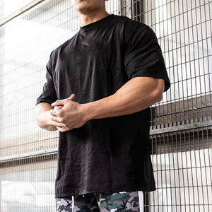 Camiseta Deportiva Negra Personalizada al por Mayor, Lisa, Estilo Acid Wash, Holgada, de Algodón, con Estampado Gráfico, para Hombre - Product Image 2