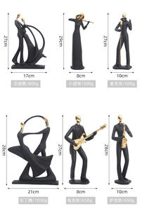 Statua di Musicista <span class=keywords><strong>Chitarrista</strong></span>, Figura in Resina di Sassofonista, Statua Astratta di Gruppo Jazz da Collezione, Regalo per Club, Decorazione per la Casa - Product Image 3