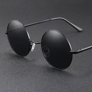 Gafas de sol de alta calidad Unisex, lentes de sol polarizadas de Metal con montura redonda, estilo piloto, 2022