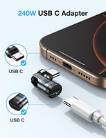 Adaptateur USB-C 240W avec rotation à 540° et angle droit à 90°, charge rapide 5A, transfert de données, compatible iPhone 15/16/17, matériau ignifuge pour PC