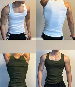 الشركة المصنعة عالية الجودة فارغة تجريب قمم للدبابات القطن مضلع الرجال طوق مربع اللياقة البدنية صالة ألعاب رياضية أعلى خزان للرجال - Product Image 6