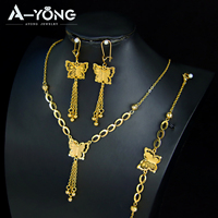 Ayong ensemble de bijoux de luxe Dubai Style papillon collier ensemble 18k or Long gland ensembles de bijoux pour les femmes