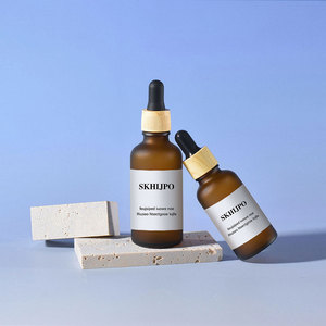 Rỗng Chai Nhỏ Giọt 50Ml Mờ Hổ Phách Mờ Thủy Tinh Mỹ Phẩm Tóc Râu Dầu Tinh Chất Chai Với Nhỏ Giọt Trẻ Em An Toàn <span class=keywords><strong>Cap</strong></span> - Product Image 2