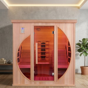 Sauna de infrarrojos de madera de abeto canadiense, sauna de infrarrojos lejanos de lujo para interiores, para 2 personas, con cama para recostarse - Product Image 1