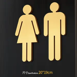 Stiker dinding kamar mandi pria dan wanita, stiker dinding toilet hotel kamar mandi akrilik tanda pintu