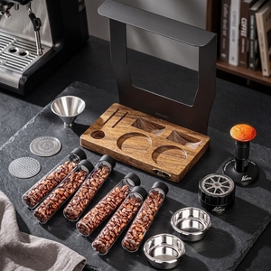 Dosificador de Café Multifuncional de Vidrio Borosilicato Magnético, Moderno y Minimalista, de Madera Maciza y Acero al Carbono, con Tubo de Ensayo - Product Image 3