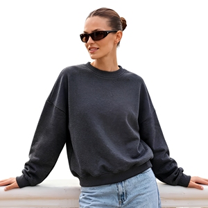 Vestido tipo sudadera oversize estético al por mayor, de ajuste holgado, liso, de forro polar grueso - Product Image 1