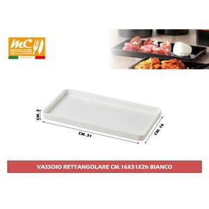 Plateau de service rectangulaire blanc Dimensions 16x31x2H - Product Image 1