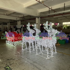 Decoración Navideña Para Exterior Luz <span class=keywords><strong>Led</strong></span> Con Motivo 3D Trineo <span class=keywords><strong>De</strong></span> Santa Claus Con Renos - Product Image 5