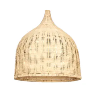 Großhandel große anhänger beleuchtung hohe decken-Ausgefallene Glocke handgemachte Dekoration Rattan Decken beleuchtung Innen hochwertige Bambus haus große Pendel leuchten