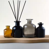 Bouteille de diffuseur en verre noir blanc mat de luxe en gros 50ml 100ml 250ml bouteille vide de parfum de roseau bouchon en caoutchouc 100pcs