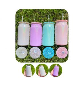 Vaso de Cerveza Holográfico Sublimable de 15Oz/16Oz con Tapa de Diamantes de Imitación para Impresión por Transferencia Térmica - Product Image 3