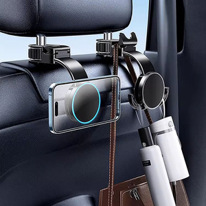 Z292 Multifunctional Magnetic Flexible Adjustable Height Car Seat Headrest Phone Holder with Hanging <b>Hooks</b> for Universal - Product Image 2