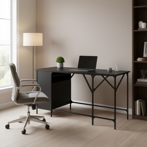 <b>Black</b> Engineered Wood <b>Computer</b> <b>Desk</b> 55.5 X 55.5 X 29.5 Inches Home Office Furniture - Product Image 2