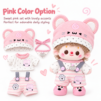 Vêtements de poupée en coton personnalisés de 10 cm et 20 cm, ensemble de remplacement de tenue avec chapeau à oreilles d'ours mignonnes pour poupée en peluche