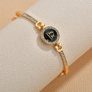 Commercio all'ingrosso cubic zirconia diamante perline pavimentazione in ottone braccialetto 12 zodiaco canta fascino catena braccialetto donne regolabili - Product Image 3