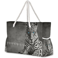 Tas Pantai Wanita Desainer Custom Girls Polyester Anti Air Motif Nanas Bahamas dengan Tali Katun dan Kantong Resleting