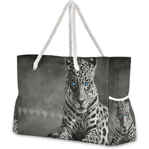 定制女孩涤纶防水菠萝巴哈马女设计师沙滩包棉绳拉链口袋沙滩手包 - Product Image 6