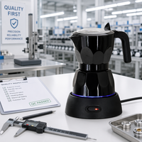 Cafetera Eléctrica Moka de 3 Tazas, Mini Cafetera Espresso con Tapa Transparente, Cafetera Personal sin Llama