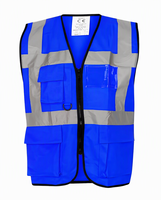 Gilet de sécurité réfléchissant à haute visibilité de classe 2, orange fluorescent, fermeture éclair sur le devant, plusieurs poches pour les équipes de construction