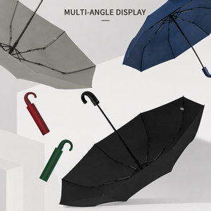 Paraguas Plegable de 3 Secciones, 800 mm, Resistente al Agua, Apertura Automática, Secado Rápido, Mango Curvo de Plástico, Resistente al Viento a 10 m/s, Impresión de Logotipo Personalizado - Product Image 4