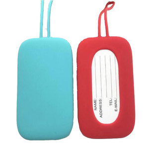 Étiquette de bagage souple en PVC colorée avec cordon, anti-perte, pour valise et sac à main - Product Image 1