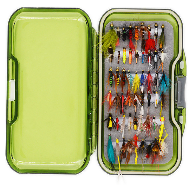 54pcs/set Trout Fishing Flies Collection Dry Wet Nymph Streamers Fly Assortment with Box Flyfishing Fly Lures Kits
