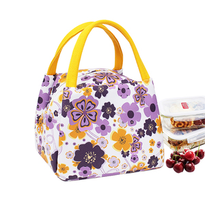 Custom Printed Flower Aluminum Foil <strong>Women</strong> Tote PU Leather Food Insulated Thermal <strong>Lunch</strong> <strong>Bag</strong> - Product Image 1