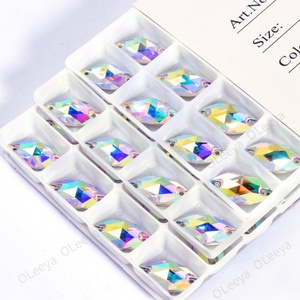 Oleeya En gros Strass à coudre en verre 3A, forme œil de cheval, couleur velours violet, pierre à dos plat, cristal pour la couture de robes - Product Image 6