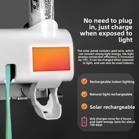 Stérilisateur de brosses à dents en plastique intelligent à UV, support de brosses à dents sans perçage, installation automatique activée par capteur